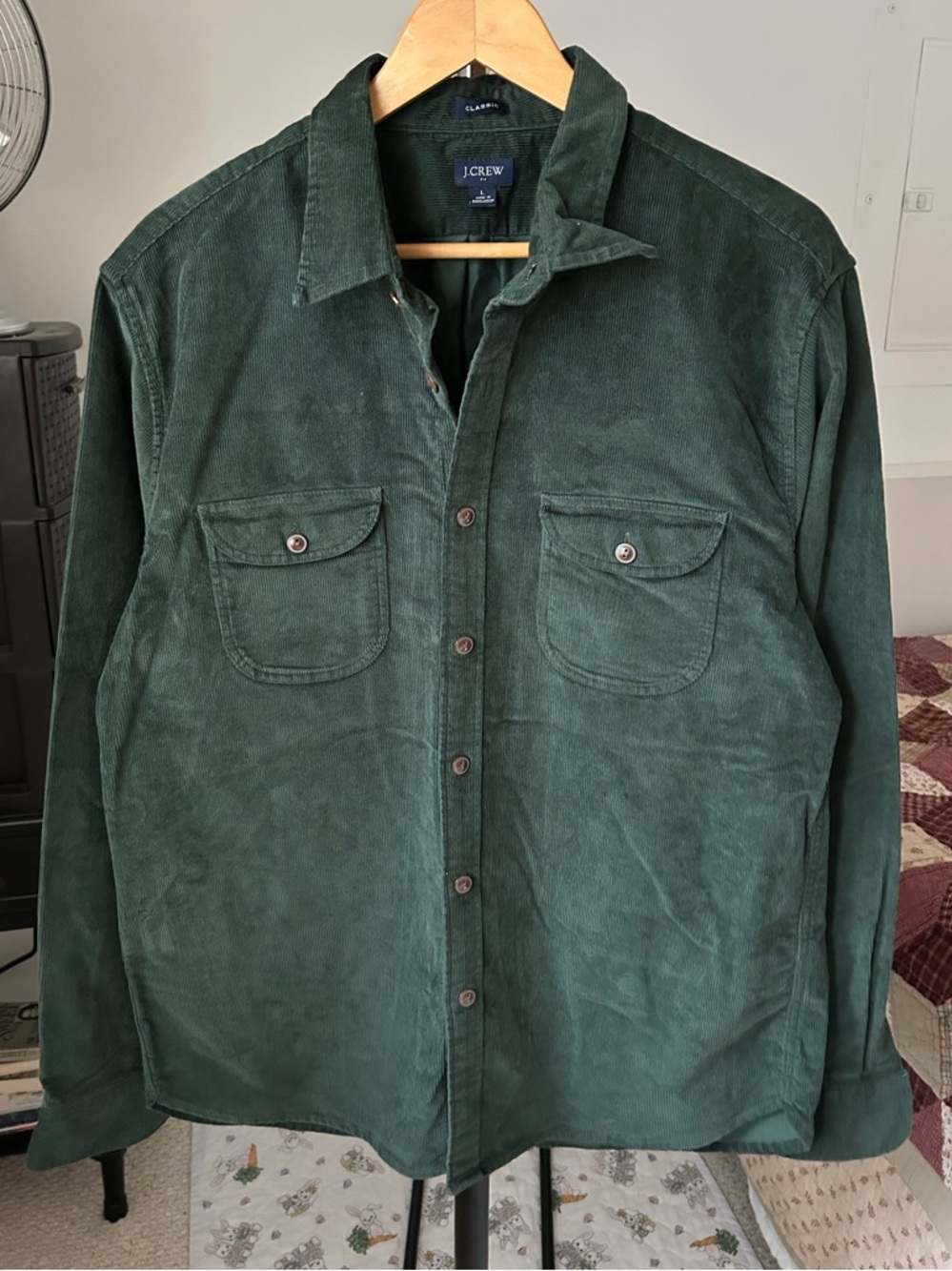 J. Crew Classic Corduroy Button Down Workshirt Green Men’s Large